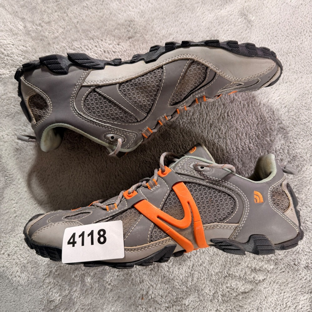 The North Face Hiking Shoes Men 9 Grey Orange HydroTrak Trail Sneakers